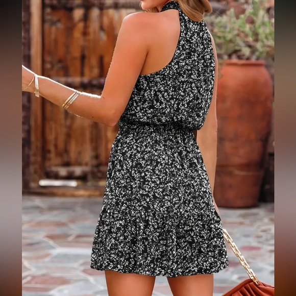 Black and White Halter Mini Dress - Picture 2 of 2